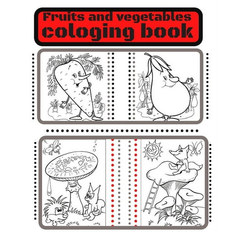 Fruits And Vegetables Coloring: Fruits And Vegetables Coloring Cook Wow /  Coloring Cook Book/ Coloring Book For adults / Coloring Book For Kids /