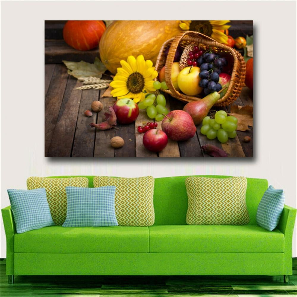 Fruits And Vegetables Sunny Gather on The Table Wall Art Painting The Picture Print on Canvas Food Pictures for Home Decor - 20inch x 28inch