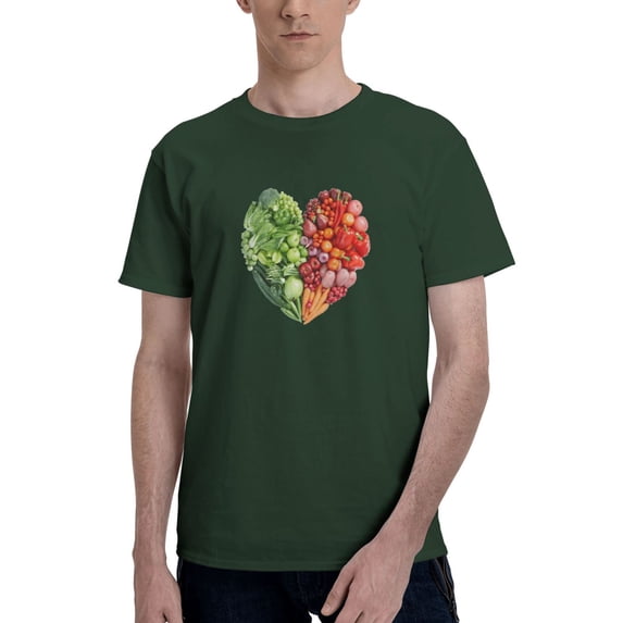 Fruits And Vegitables Men'S Basic Short Sleeve T-Shirt Dark Green 3x-Large