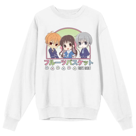 Fruits Basket Chibi Characters Juniors White Long Sleeve Sweatshirt-Small