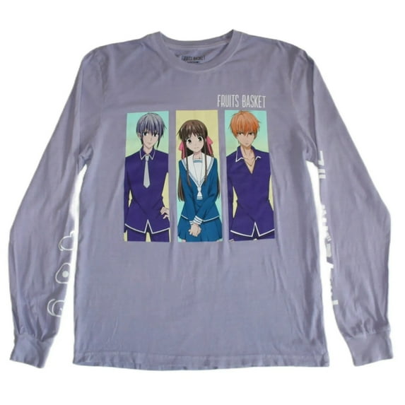 Fruits Basket Trio Trio Yuki, Tohru & Kyo Long Sleeve Boyfriend Junior Women's T-Shirt (Medium)