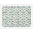 thumbnail image 1 of Fruits Bath Mat, Hand-drawn Sketched Whole Pears and Sliced Apples with Blue Leaves Illustration, Plush Bathroom Decor Mat with Non Slip Backing, 29.5" X 17.5", Multicolor, by Ambesonne, 1 of 2
