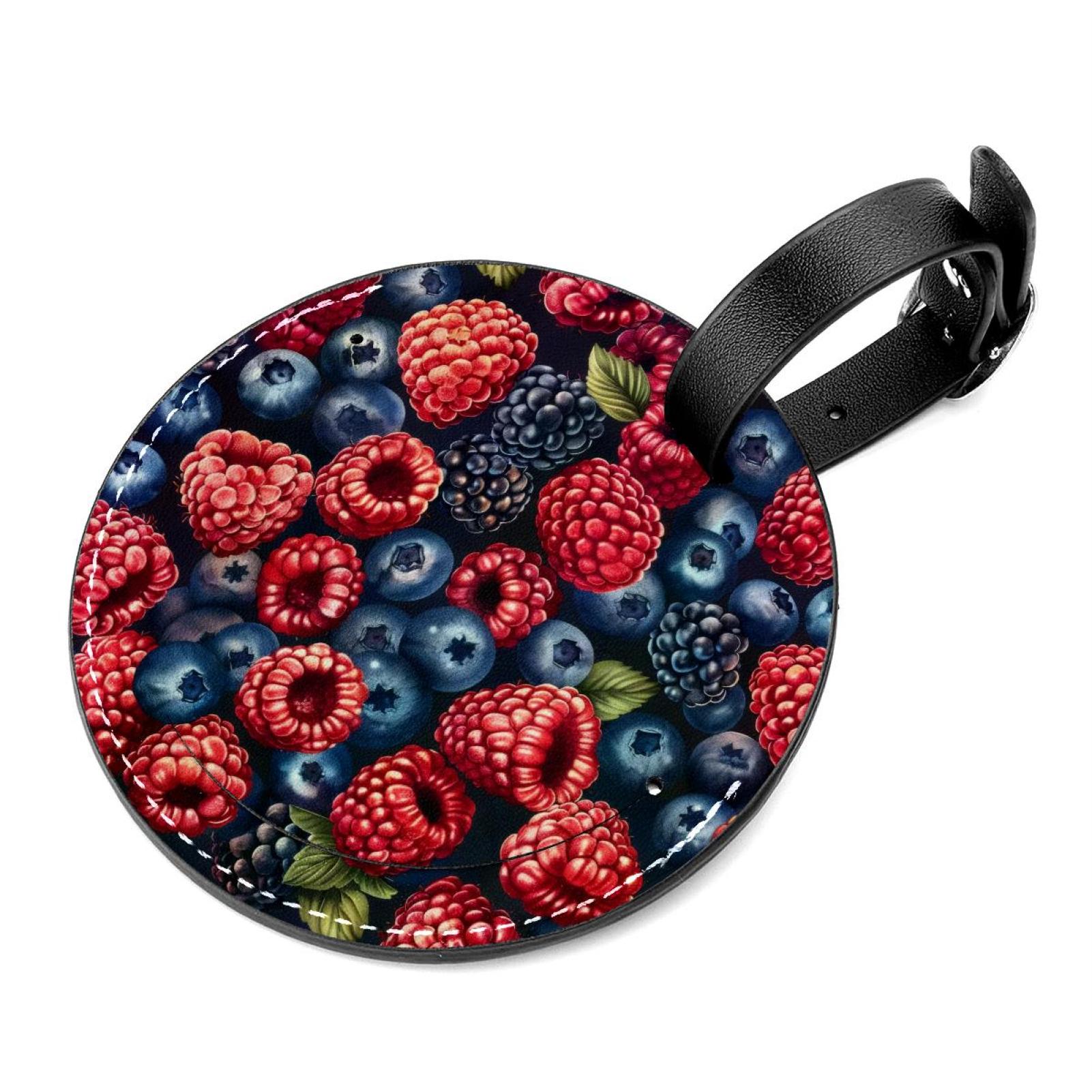 Fruits Blueberry Raspberry Pattern Luggage Tags with Stainless Steel