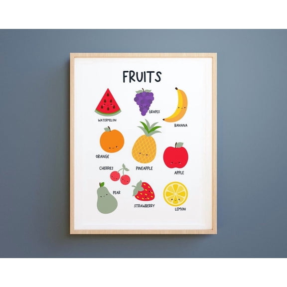 Fruits Chart Poster, Educational Classroom And Kids Decor