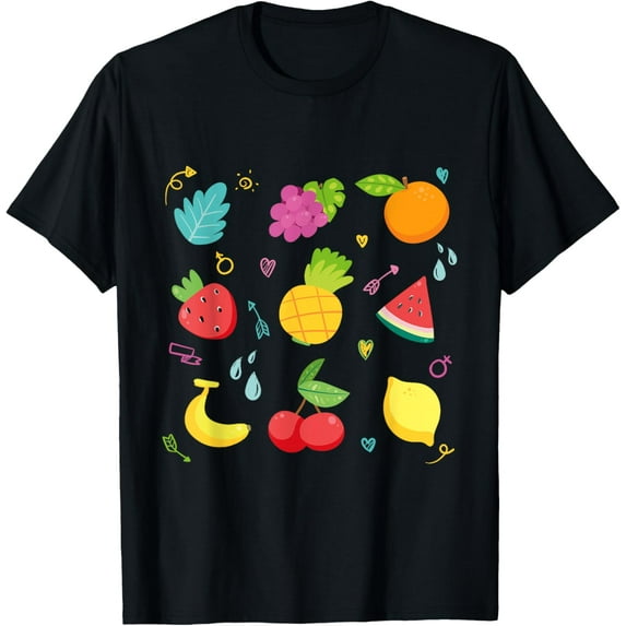 Fruits Collection Orange Watermelon Pineapple Banana T-ShirtPure cotton short-sleeved shirts for both men and women