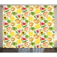 thumbnail image 1 of Ambesonne Fruits Curtains 2 Panel Set, Paintbrush Plants, 108" x 63", Yellow Orange Fern Green, 1 of 3