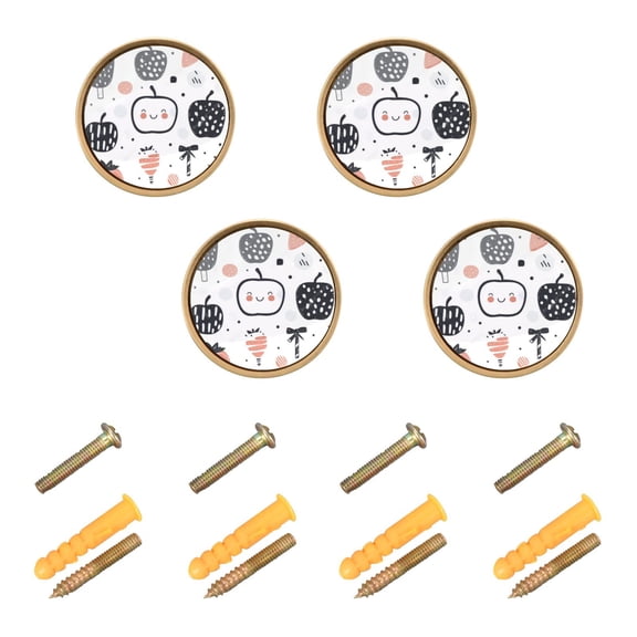 Fruits Cute Pattern Design Cabinet Furniture Knobs Drawer Metal Pulls 1.26in Acrylic Zinc Alloy Dual Screw Set
