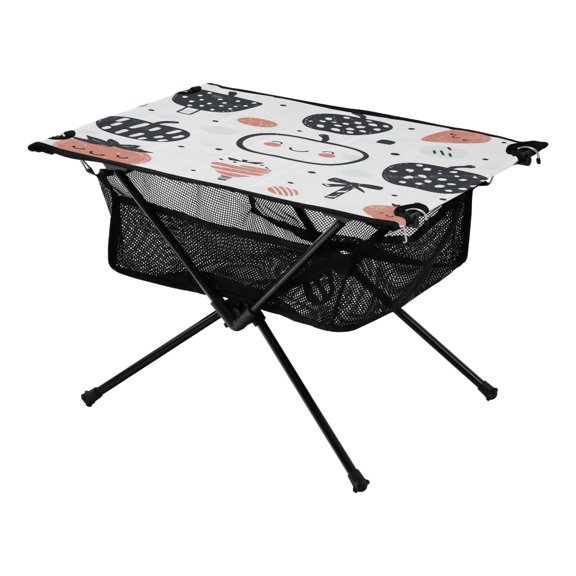 Fruits Cute Pattern Design Galaxy Pine Tree Xmas Painting Christmas Kids Camping Tables Folding Table for Children 23.6x15.7in 600D Oxford Fabric 110lb Capacity