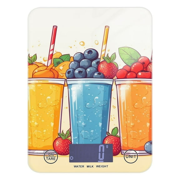 Fruits Drinks Food Scale Digital Kitchen Scale Waterproof Tempered Glass Tare Function 11 lb for Baking Cooking Meal Prep
