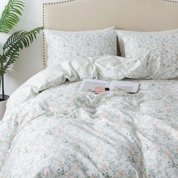 Fruits Duvet Cover King - 100% Cotton Comforter Cover 3-PC, Botanical Bedlinen Set with Zipper Closure & Corner Ties, Pomegranate Comforter Cover Sets