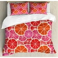thumbnail image 1 of Fruits Duvet Cover Set Queen Size, Funky Grapefruit Vintage Citrus in Vibrant Circular Illustration, Decorative 3 Piece Bedding Set with 2 Pillow Shams, Fuchsia Pink Scarlet Ivory, by Ambesonne, 1 of 3