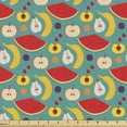 thumbnail image 1 of Fruits Fabric by the Yard, Cartoon Style Pattern of Apples Bananas Watermelons Berries and Apricots, Decorative Upholstery Fabric for Chairs & Home Accents, Teal and Multicolor by Ambesonne, 1 of 5