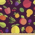 thumbnail image 1 of Fruits Fabric by the Yard, Natural Fresh Food Themed Cartoon Pattern of Cherry Apple Orange Peach, Decorative Upholstery Fabric for Sofas and Home Accents, Dark Fuchsia Multicolor by Ambesonne, 1 of 5