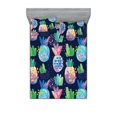thumbnail image 1 of Fruits Fitted Sheet & Pillow Sham Set, Contemporary Style Illustration of Pineapple Pattern Aquarelle Vibes Art, Decorative Printed 3 Piece Bedding Decor, King, Dark Purple Multicolor, by Ambesonne, 1 of 2