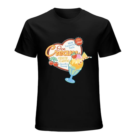 Fruits Flavor Men’s Graphic T-shirt Vintage Short Sleeve Sport Tee Black 4XL
