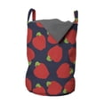 thumbnail image 1 of Fruits Laundry Bag, Simplistic Apple Graphic Summer Forest Food on Dark Indigo Backdrop, Basket with Handles Drawstring Closure for Laundromats, 13" x 19", Vermilion and Lime Green, by Ambesonne, 1 of 4