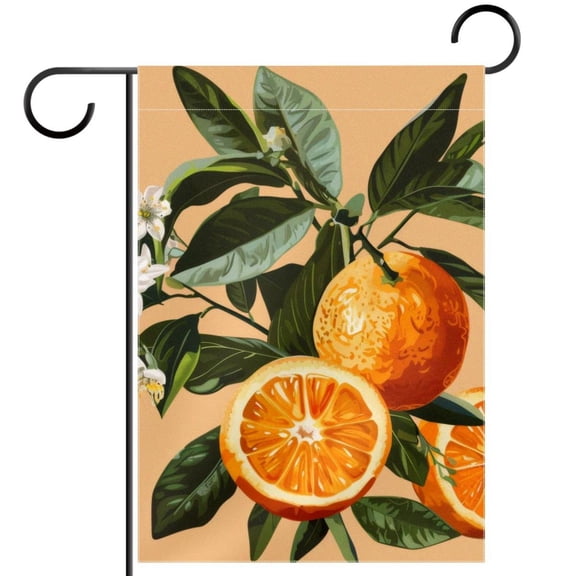 Fruits Orange Welcome Garden Flags, 12 x 18 Inch Double Sided Outdoor Yard Flags Waterproof For Home Outside Patio Lawn Porch