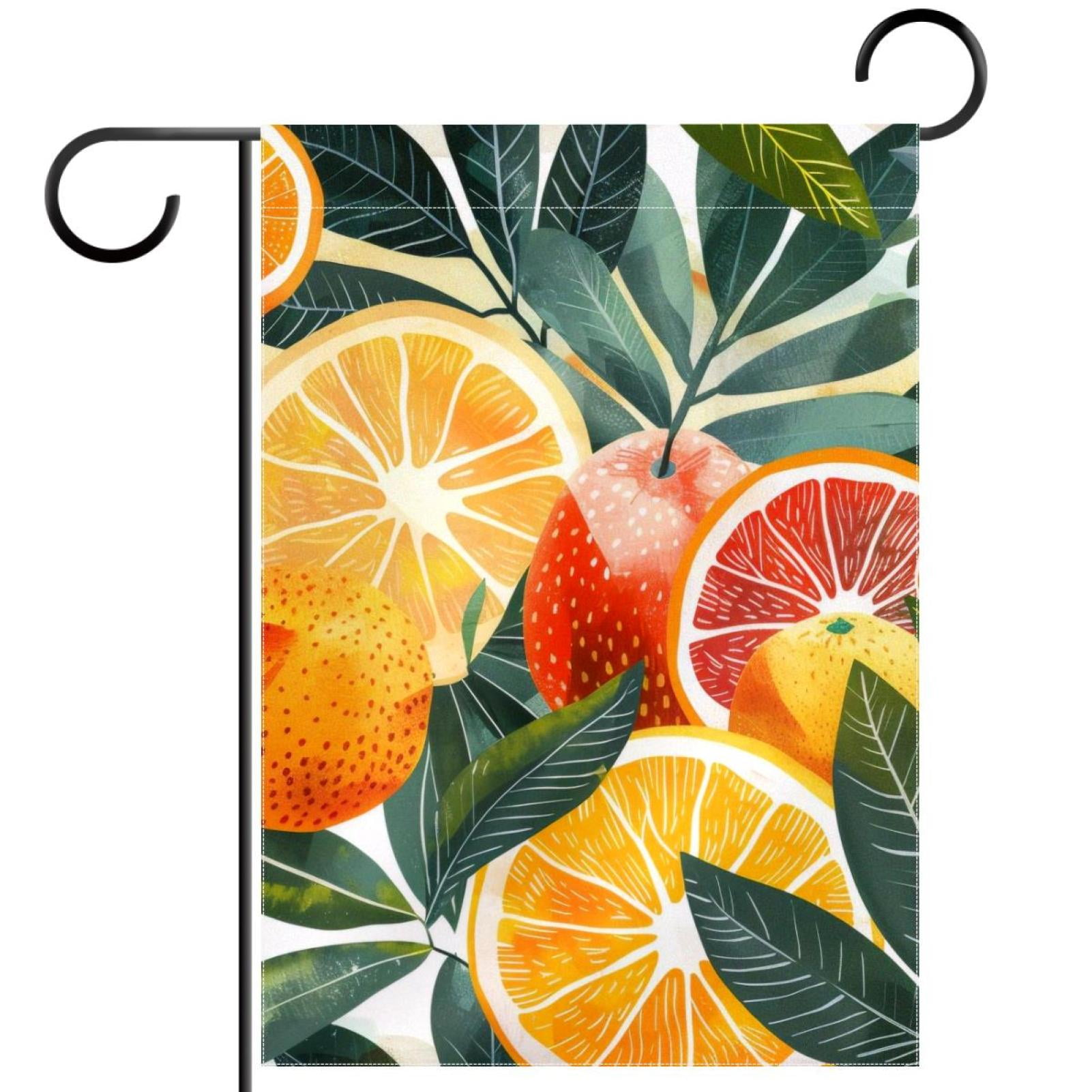 Fruits Orange and Leaves Garden Flags, 12 x 18 Inch Double