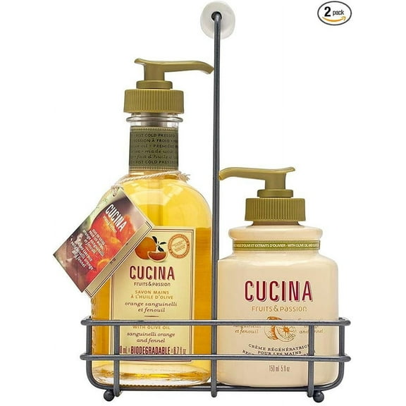 Fruits & Passion [Cucina] - Hand Care Duo Caddy Gift Set | Liquid Hand Soap Wash (5.1 oz) with Hand Cream Lotion (6.8 oz) (Sanguinelli Orange and Fennel)