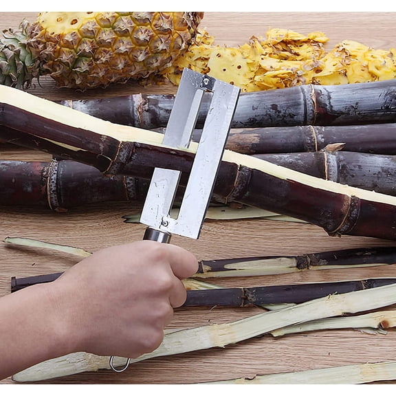 Fruits Peeler Cutter, Stainless Steel Sugarcane Peeling Knife Metal Pineapples Eye Removal Clips Sugar Cane Paring Knife Pineapples Eye Peeler (All steel sugar cane knife)