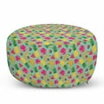 thumbnail image 1 of Fruits Pouf Cover with Zipper, Hibiscus Flower with Watermelon Slices Exotic Pineapple and Banana Minimalist Design, Soft Decorative Fabric Unstuffed Case, 30" W X 17.3" L, Multicolor, by Ambesonne, 1 of 5