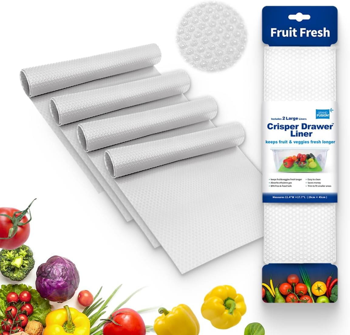 Fruits Refrigerator Drawer Liner, BPAFree Fridge Liners, Keep Your
