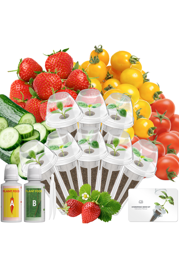 Fruits Seed Pod Kit for AeroGarden, Ahopegarden, iDoo, GARDENCUBE, MUFGA with Strawberry, Cucumber, Red/Golden Cherry Tomato, Compatible with All Indoor Hydroponics Growing System, 8-Pod