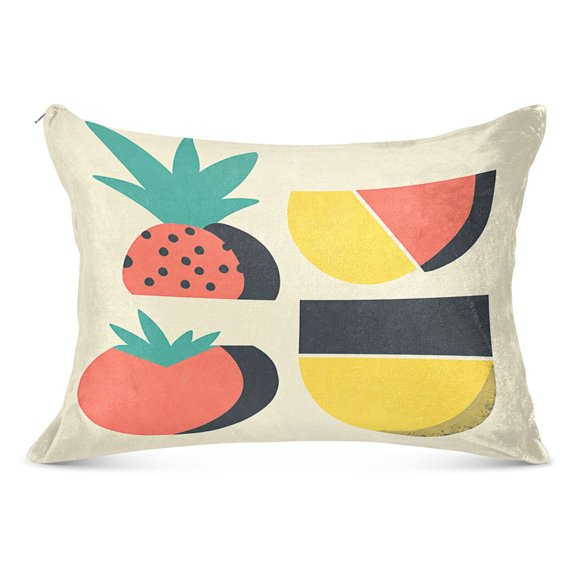 Fruits Simple Cute Pattern Soft Plush Pillow Cover, Zippered Design, Comfortable for Bedroom and Sofa