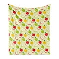 thumbnail image 1 of Fruits Soft Flannel Fleece Blanket, Diagonal Checkered Pattern with Apples and Slices Retro Country Kitchen Theme, Cozy Plush for Indoor and Outdoor Use, 50" x 70", Green Red Yellow, by Ambesonne, 1 of 5