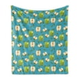 thumbnail image 1 of Fruits Soft Flannel Fleece Blanket, Fresh Granny Smith Apples Raw Fruit Ornamental Harvest Winter Season Produces, Cozy Plush for Indoor and Outdoor Use, 70" x 90", Apple Green Teal, by Ambesonne, 1 of 5