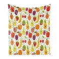 thumbnail image 1 of Fruits Soft Flannel Fleece Blanket, Smiling Banana Funny Mulberry Happy Apricot Peach Hearts Lemons Kids Nursery Theme, Cozy Plush for Indoor and Outdoor Use, 60" x 80", Multicolor, by Ambesonne, 1 of 5