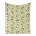 thumbnail image 1 of Fruits Soft Flannel Fleece Blanket, Vintage Stalks with Leaves on Fruit with Retro Effect Healthy Choices Abstract, Cozy Plush for Indoor and Outdoor Use, 50" x 60", Brown Pale Green, by Ambesonne, 1 of 5