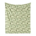 thumbnail image 1 of Fruits Soft Flannel Fleece Blanket, Vintage Style Abstract Composition with Apples Leaves Flowers Grunge Look, Cozy Plush for Indoor and Outdoor Use, 60" x 80", Olive Green Pale Green, by Ambesonne, 1 of 6