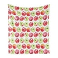 thumbnail image 1 of Fruits Soft Flannel Fleece Blanket, Watercolor Macoun Cameo and Granny Smith Drawing in Agricultural Yield Pattern, Cozy Plush for Indoor and Outdoor Use, 60" x 80", Apple Green Red, by Ambesonne, 1 of 5