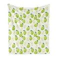 thumbnail image 1 of Fruits Soft Flannel Fleece Throw Blanket, Cartoon Style Green Stalks Core and Anatomy of an Apple, Cozy Plush for Indoor and Outdoor Use, 70" x 90", Brown Yellow Green Cream, by Ambesonne, 1 of 5