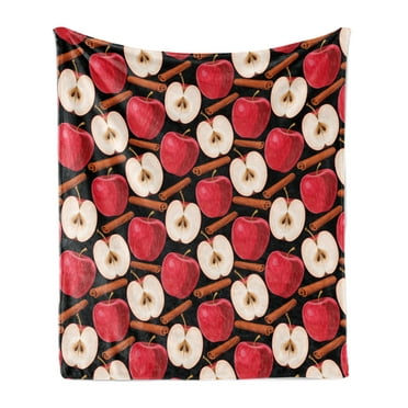Fruits Soft Flannel Fleece Throw Blanket, Cinnamon Sticks and Halved Beverage Ingredients Exotic Spices Agriculture, Cozy Plush for Indoor and Outdoor Use, 50" x 70", Cinnamon Red Cream, by Ambesonne