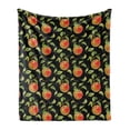 thumbnail image 1 of Fruits Soft Flannel Fleece Throw Blanket, Hand Drawn Detailed Illustration of Branches of Apple Trees with, Cozy Plush for Indoor and Outdoor Use, 50" x 70", Fern Green Red Black, by Ambesonne, 1 of 5