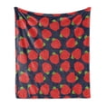 thumbnail image 1 of Fruits Soft Flannel Fleece Throw Blanket, Simplistic Apple Graphic Summer Forest Food on Dark Indigo Backdrop, Cozy Plush for Indoor and Outdoor Use, 50" x 60", Vermilion and Lime Green, by Ambesonne, 1 of 5