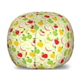 thumbnail image 1 of Fruits Storage Toy Bag Chair, Diagonal Checkered Pattern with Apples and Slices Retro Country Kitchen Theme, Stuffed Animal Organizer Washable Bag, Large Size, Green Red Yellow, by Ambesonne, 1 of 3
