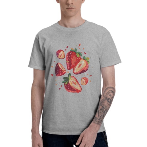 Fruits Strawberry Men's T-Shirt Cotton 100% Summer Tops Fashion Casual Fruits Strawberry Short Sleeves for Men Women Round Collar Top Tees