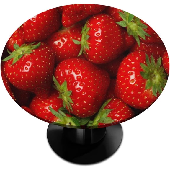 Fruits Strawberry Round Fitted Tablecloth Elastic Edge Waterproof Oil-Proof Table Cover Stain-Resistant Table Cloth Fits Round Tables 36 in to 42 in