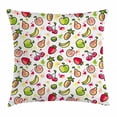 thumbnail image 1 of Fruits Throw Pillow Cushion Cover, Watercolor Pear Cherries Kiwi Apple Brushstroke Splashes Cute Kids Kitchen, Decorative Square Accent Pillow Case, 24 X 24 Inches, Peach Lime Green Red, by Ambesonne, 1 of 2