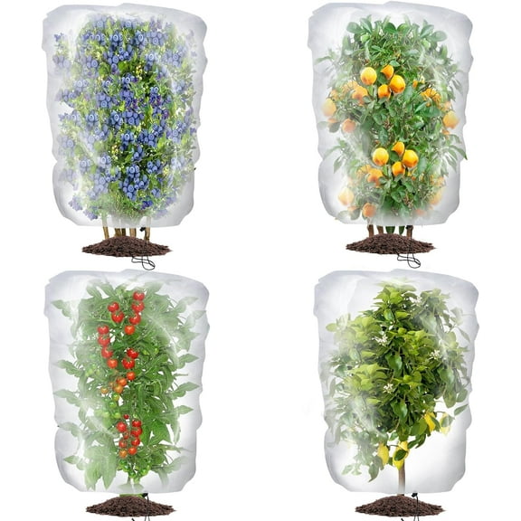 Fruits Tree Netting, Ultra-Fine Mesh Garden Insect Tree Cover with Drawstring Transparent Bird Plant Barrier Flower Fruits Mesh Screen for Preventing Deer Squirrel Bug