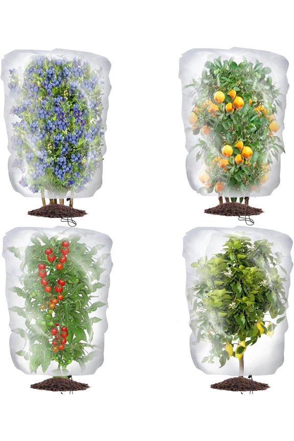 Fruits Tree Netting, Ultra-Fine Mesh Garden Insect Tree Cover with Drawstring Transparent Bird Plant Barrier Flower Fruits Mesh Screen for Preventing Deer Squirrel Bug