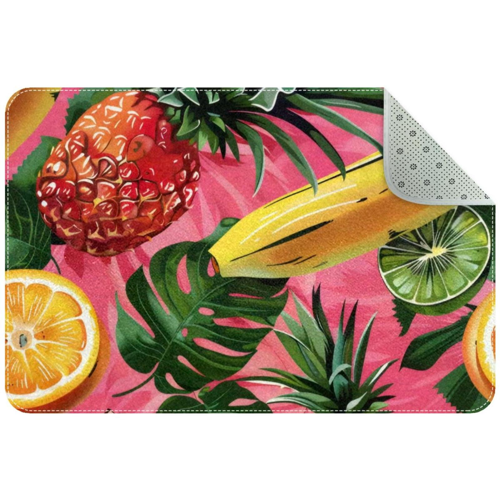Fruits Tropical Background Pink Small Area Rug, Non-Slip Door Mat ...