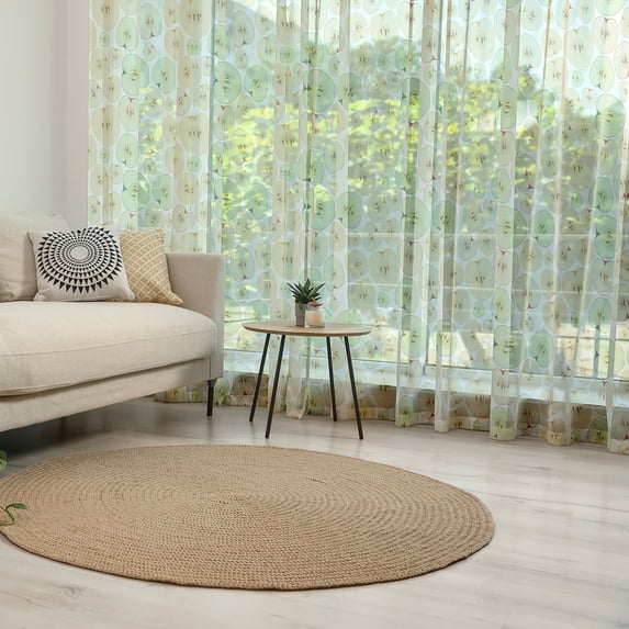 Fruits Tulle Curtains with Rod Pocket, Cut in Half Cores and of Apples Refreshing Vegetarian Options Abstract, Sheer Drape for Wedding Party 2 Panels, 7 Sizes, Multicolor, by Ambesonne