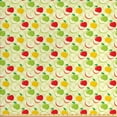 thumbnail image 1 of Fruits Upholstery Fabric by the Yard, Diagonal Checkered Pattern with Apples and Slices Retro Country Kitchen Theme, Decorative Fabric for DIY and Home Accents, Green Red Yellow by Ambesonne, 1 of 4