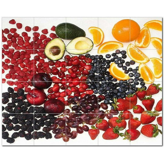 Fruits Vegetables Ceramic Tile Mural Kitchen Backsplash Bathroom Shower, 405193
