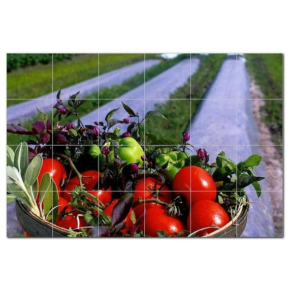 Fruits Vegetables Ceramic Tile Mural Kitchen Backsplash Bathroom Shower, 405227