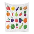 thumbnail image 1 of Fruits and Vegetables Soft Flannel Fleece Throw Blanket, Symmetrically Aligned Various Diet Nutrition Tasty and Colorful, Cozy Plush for Indoor and Outdoor Use, 50" x 70", Multicolor, by Ambesonne, 1 of 5